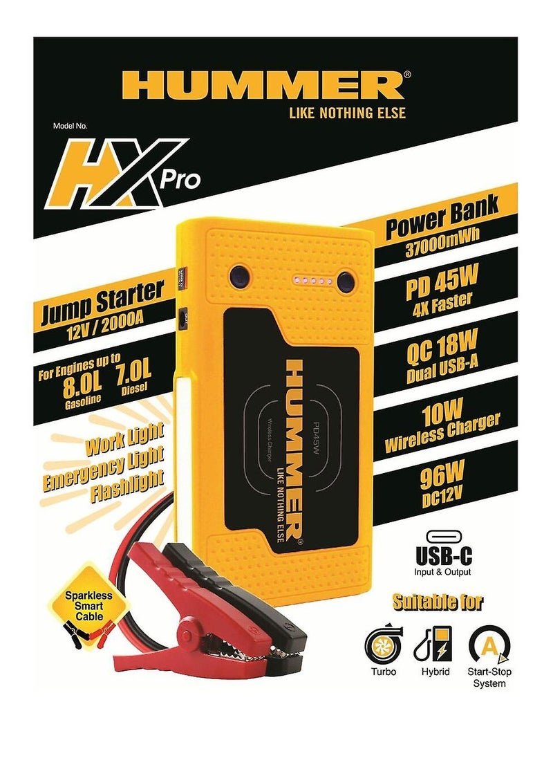 Hummer - HUMMER Battery Starter 12V / 2000 Amp / 10000 Ah  with 37000 mWh Powerbank Function and Flashlight - Image 1