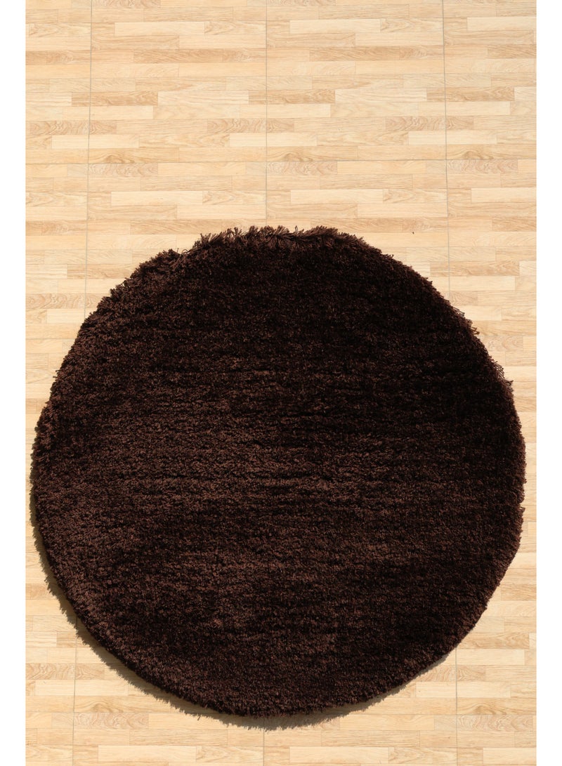 Ramsha Handmade dark Brown color shaggy rug 150 cm Fur rug  round shape rug soft fur rug SG-028 area rug for bedroom - Image 1