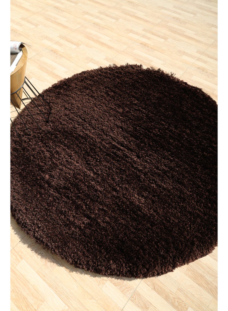 Ramsha Handmade dark Brown color shaggy rug 150 cm Fur rug  round shape rug soft fur rug SG-028 area rug for bedroom - Image 4