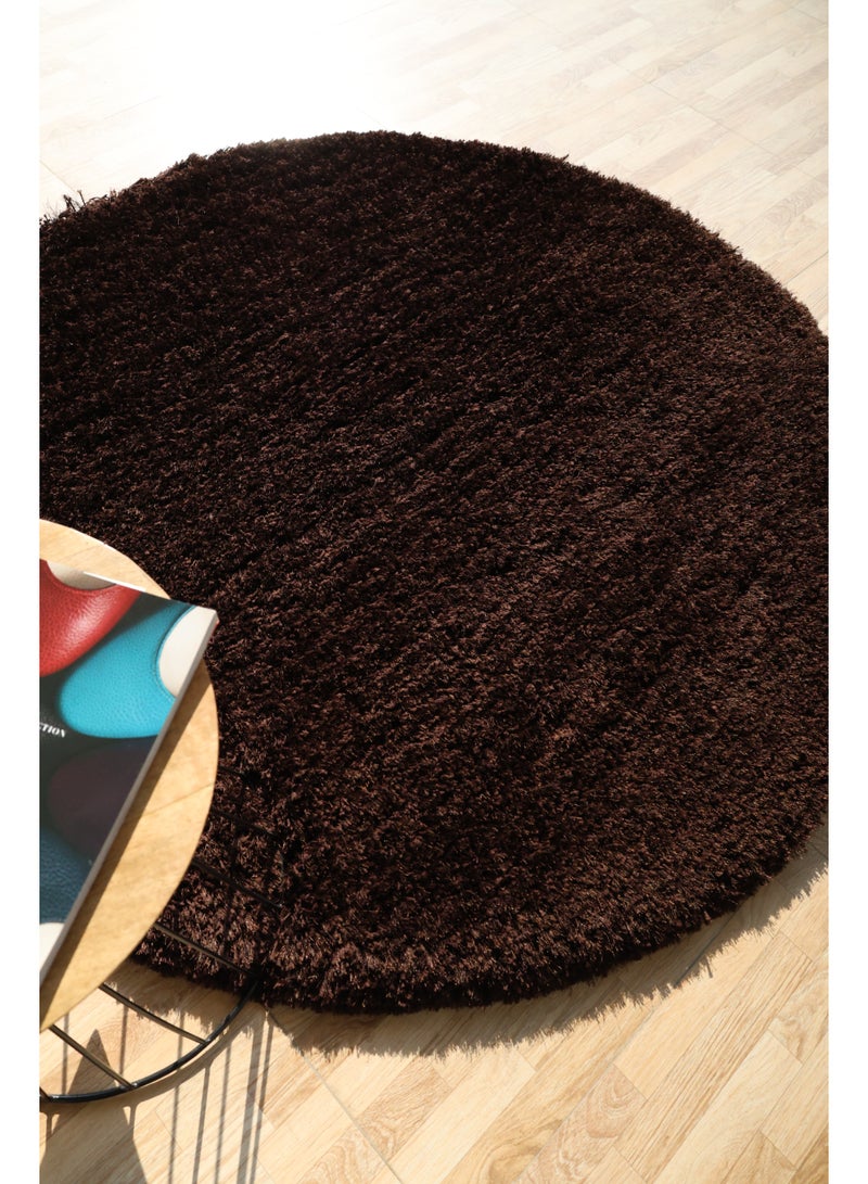 Ramsha Handmade dark Brown color shaggy rug 150 cm Fur rug  round shape rug soft fur rug SG-028 area rug for bedroom - Image 2
