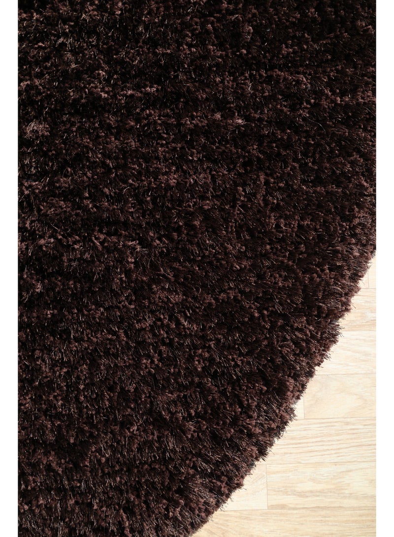 Ramsha Handmade dark Brown color shaggy rug 150 cm Fur rug  round shape rug soft fur rug SG-028 area rug for bedroom - Image 5