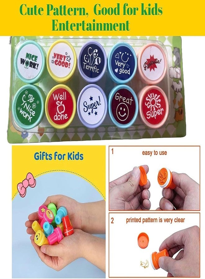 Brille Bee Kids Emoji Motivation Face Stamps, Pack of 10, Toy Stamp Set (Motivation Design) - Image 5