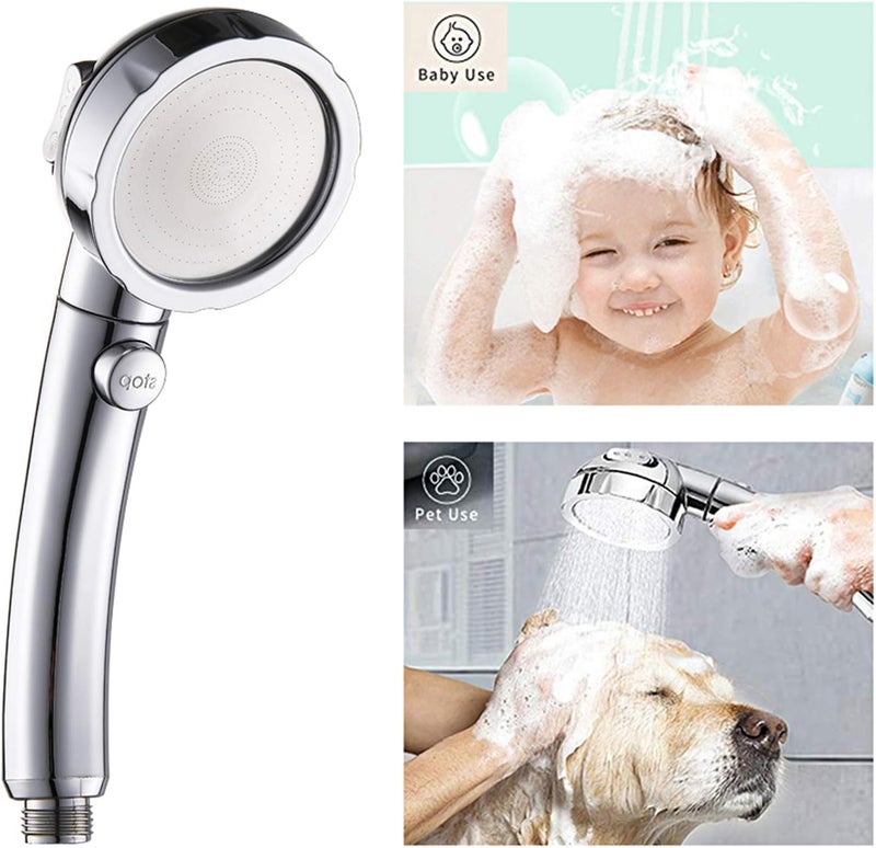 KAIYING Chrome High Pressure Handheld Shower Head with ON/OFF Pause Switch, 3 Spray Modes Shower Wand with Shut Off Button, Removable Camper Shower Head with Hose and Adjustable Angle Bracket - Image 3