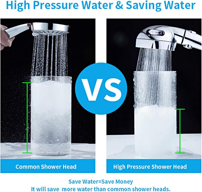 KAIYING Chrome High Pressure Handheld Shower Head with ON/OFF Pause Switch, 3 Spray Modes Shower Wand with Shut Off Button, Removable Camper Shower Head with Hose and Adjustable Angle Bracket - Image 4