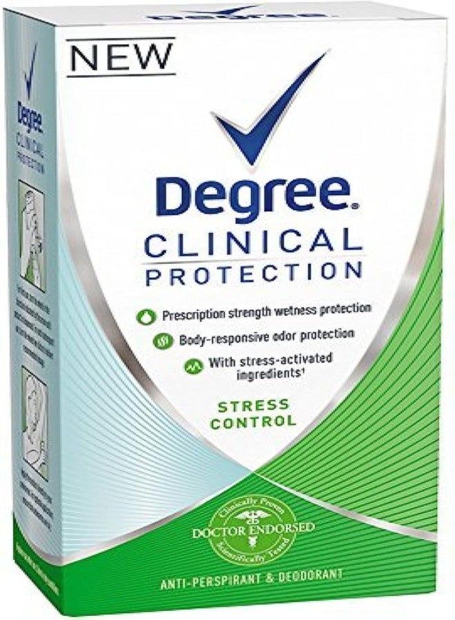 Degree Clinical Protection Antiperspirant& Deodorant, Stress Control 1.70 oz (Pack of 3) - Image 1