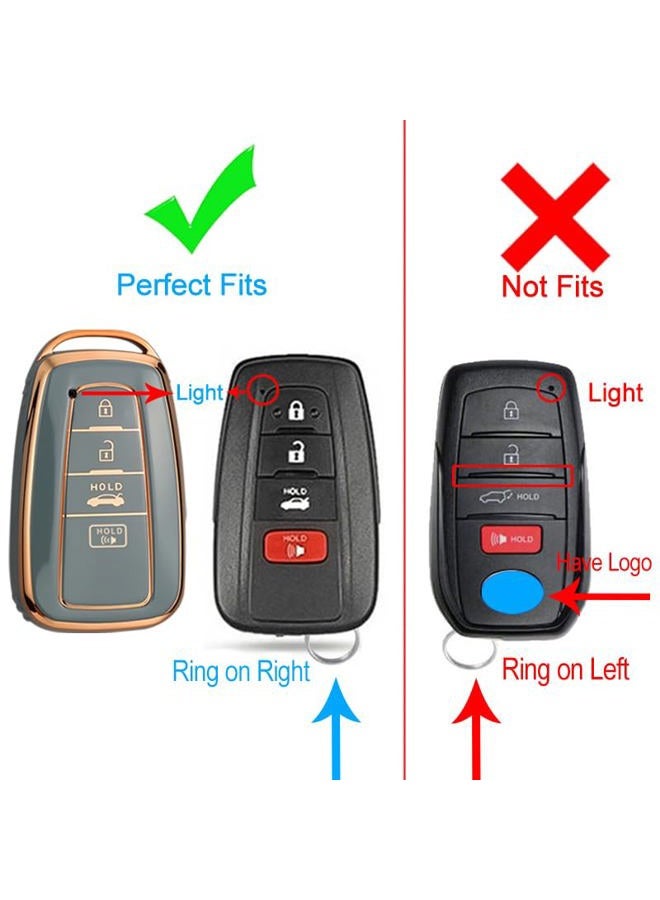 Cacacar for Toyota Camry RAV4 Key Fob Cover with Keychain,for Highlander Corolla Avalon C-HR Prius GT86 Key Fob Case Premium Soft TPU 360 Degree Protector Key Holder (B-Gray) - Image 3