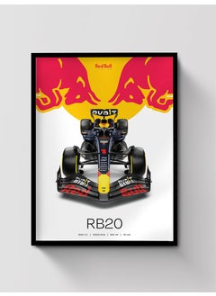 PodiumPe Red Bull Racing F1 Poster Framed RB20 2024 Specs Formula 1 Wall Art A3 12x16 Black Frame