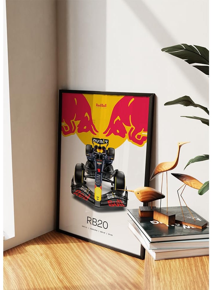 PodiumPe - PodiumPe Red Bull Racing F1 Poster Framed RB20 2024 Specs Formula 1 Wall Art A3 12x16 Black Frame - Image 1