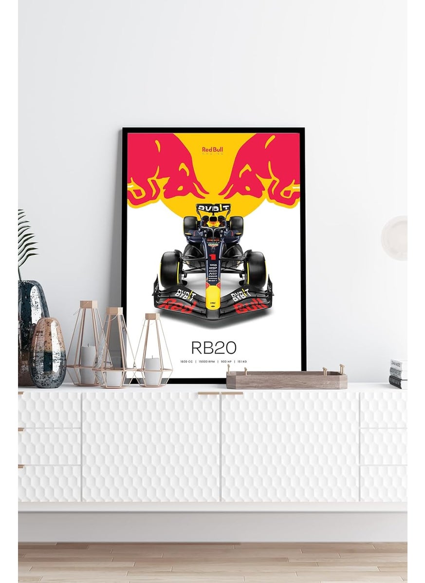 PodiumPe - PodiumPe Red Bull Racing F1 Poster Framed RB20 2024 Specs Formula 1 Wall Art A3 12x16 Black Frame - Image 1