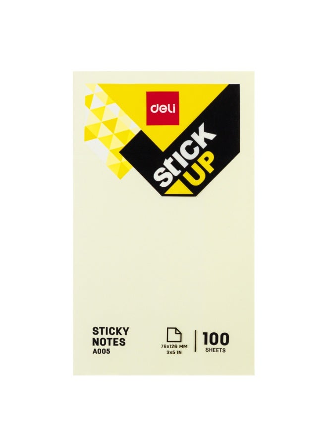 Deli A00553 Sticky Notes 76×126mm 3''×5'' 100 sheets - Image 1