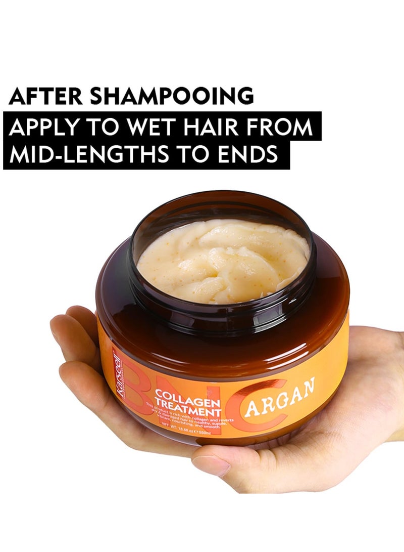 Karseell BNC Collagen Hair Treatment Deep Repair Conditioning Argan Oil Collagen Hair Mask Essence for Dry Damaged Hair All Hair Types 550ml - Image 3