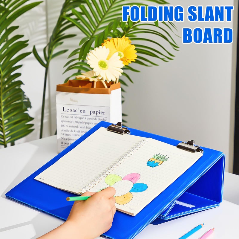 Nuanchu 2 Pcs Folding Slant Board for Writing 14 x 12 Inch Large Slanted Clipboard Adjustable Tilted Writing Board Sloped Surface to Improve Handwriting Legibility Endurance for Office Reading (Blue) - Image 5