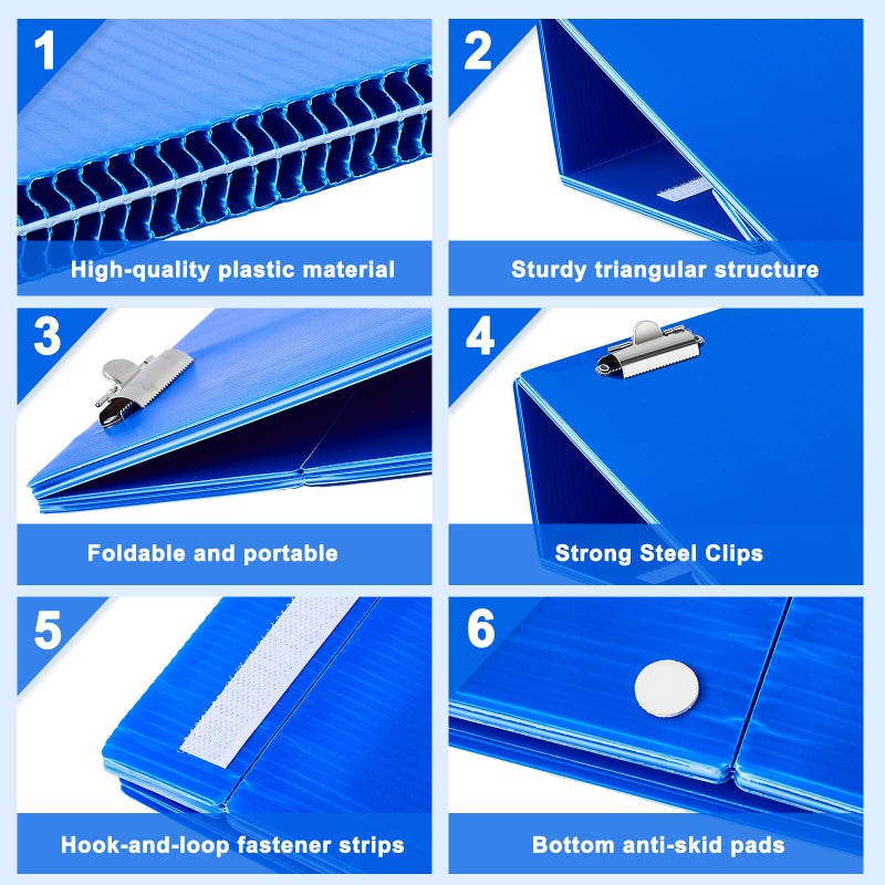 Nuanchu 2 Pcs Folding Slant Board for Writing 14 x 12 Inch Large Slanted Clipboard Adjustable Tilted Writing Board Sloped Surface to Improve Handwriting Legibility Endurance for Office Reading (Blue) - Image 4