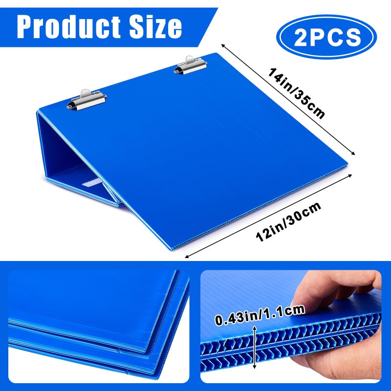 Nuanchu 2 Pcs Folding Slant Board for Writing 14 x 12 Inch Large Slanted Clipboard Adjustable Tilted Writing Board Sloped Surface to Improve Handwriting Legibility Endurance for Office Reading (Blue) - Image 2