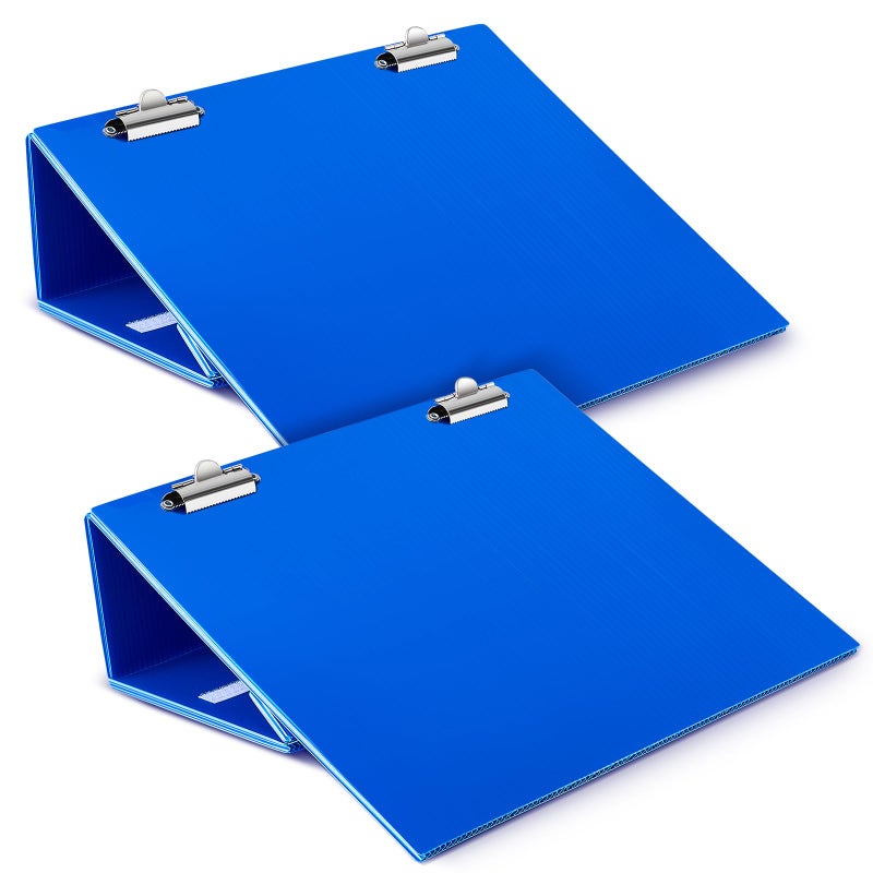 Nuanchu 2 Pcs Folding Slant Board for Writing 14 x 12 Inch Large Slanted Clipboard Adjustable Tilted Writing Board Sloped Surface to Improve Handwriting Legibility Endurance for Office Reading (Blue) - Image 1