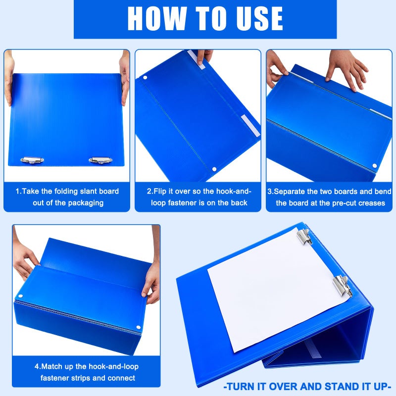 Nuanchu 2 Pcs Folding Slant Board for Writing 14 x 12 Inch Large Slanted Clipboard Adjustable Tilted Writing Board Sloped Surface to Improve Handwriting Legibility Endurance for Office Reading (Blue) - Image 3