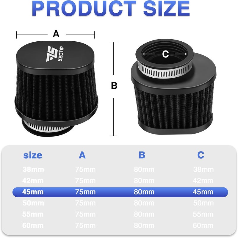 ZSDTRP 2PCS Motorcycle Air Filter 45MM - Image 2