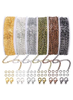 Stainless Steel Cuban Link Chain, 60ft Cuban Link Chain Roll Necklace Chain Metal Cuban Link Customizable Chain Length Metal Cuban Link Chain with w/Lobster Clasps Jump Rings for Jewelry Making