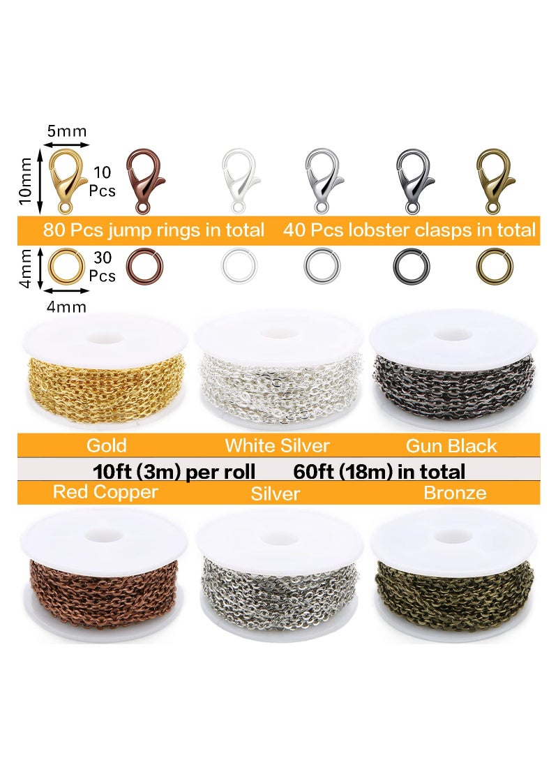 SYOSI - Stainless Steel Cuban Link Chain, 60ft Cuban Link Chain Roll Necklace Chain Metal Cuban Link Customizable Chain Length Metal Cuban Link Chain with w/Lobster Clasps Jump Rings for Jewelry Making - Image 1