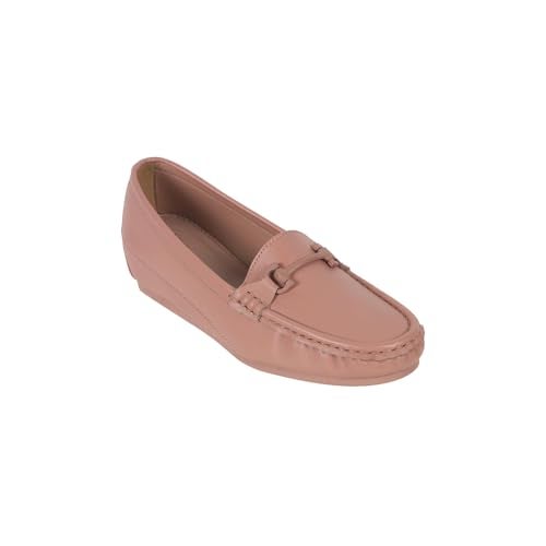 Mochi Women Pink Casual Faux Leather Loafer Slip-Ons with Wedge Heel Shoes UK/5 EU/38 (31-799) - Image 3