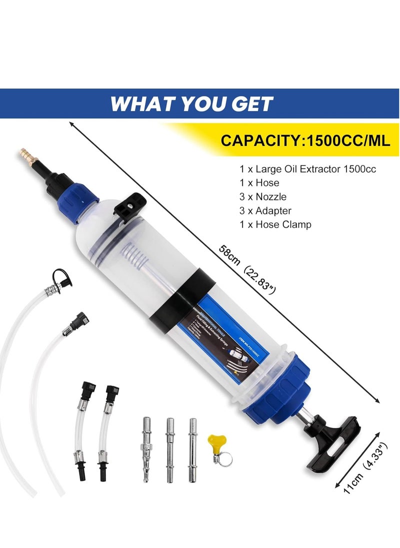 SYOSI - 1500ML Manual Fluid Extractor Pump, Oil Extraction and Filling Gear & Brake Changes, Syringe Style Pump for ATV Boat Automotive (1500cc/1.58Qt./51OZ) - Image 1