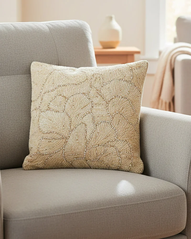 REDTAG Gold Beaded Cushion