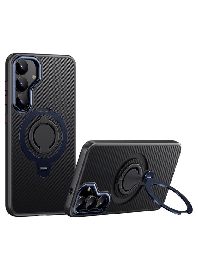 erorex Case For Samsung Galaxy S25+ 5G Carbon Fiber MagSafe Phone Case with 360 Degree Rotating Holder - Image 1