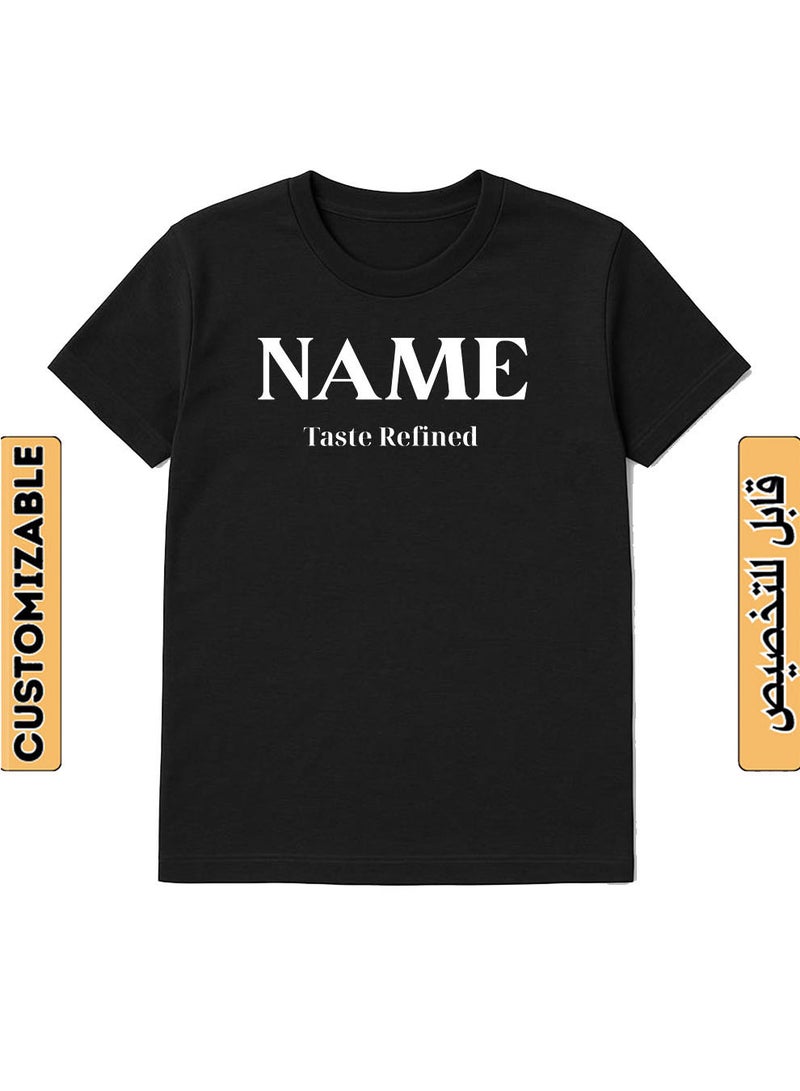 لوحة تيشيرت قطن قابل للتخصيص باسمك مع تصميم عبارة إنجليزية ذوق رفيع - Image 1