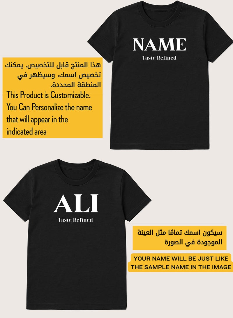 لوحة تيشيرت قطن قابل للتخصيص باسمك مع تصميم عبارة إنجليزية ذوق رفيع - Image 2