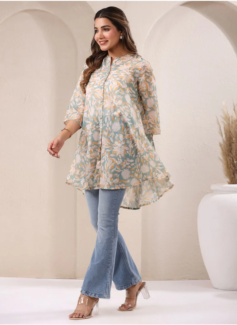 kolaba Sage Cotton Blend Printed Tunic