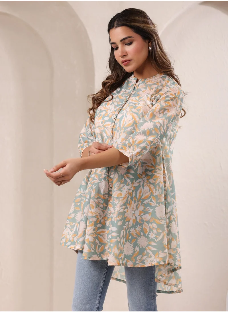 kolaba Sage Cotton Blend Printed Tunic