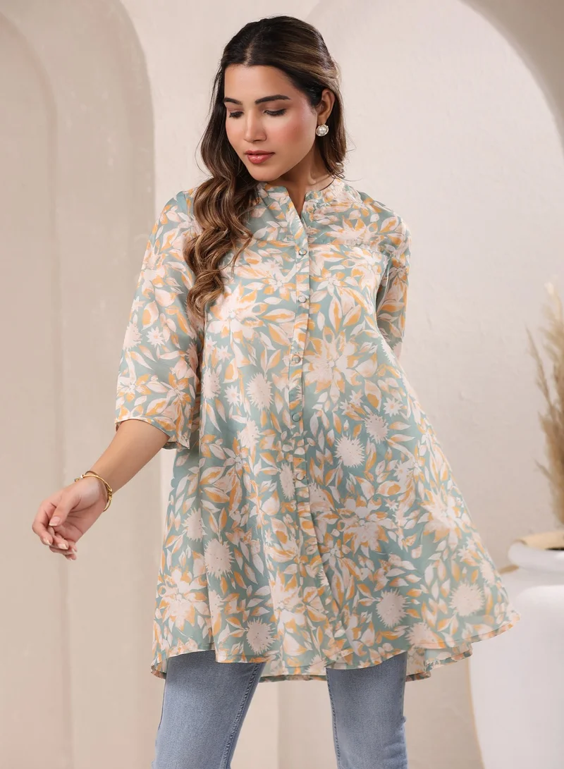 kolaba Sage Cotton Blend Printed Tunic