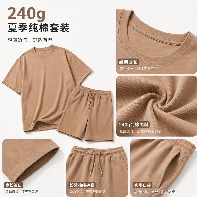 Ytai Men's Summer Casual 2-Piece Cotton Tracksuit Set - Image 3