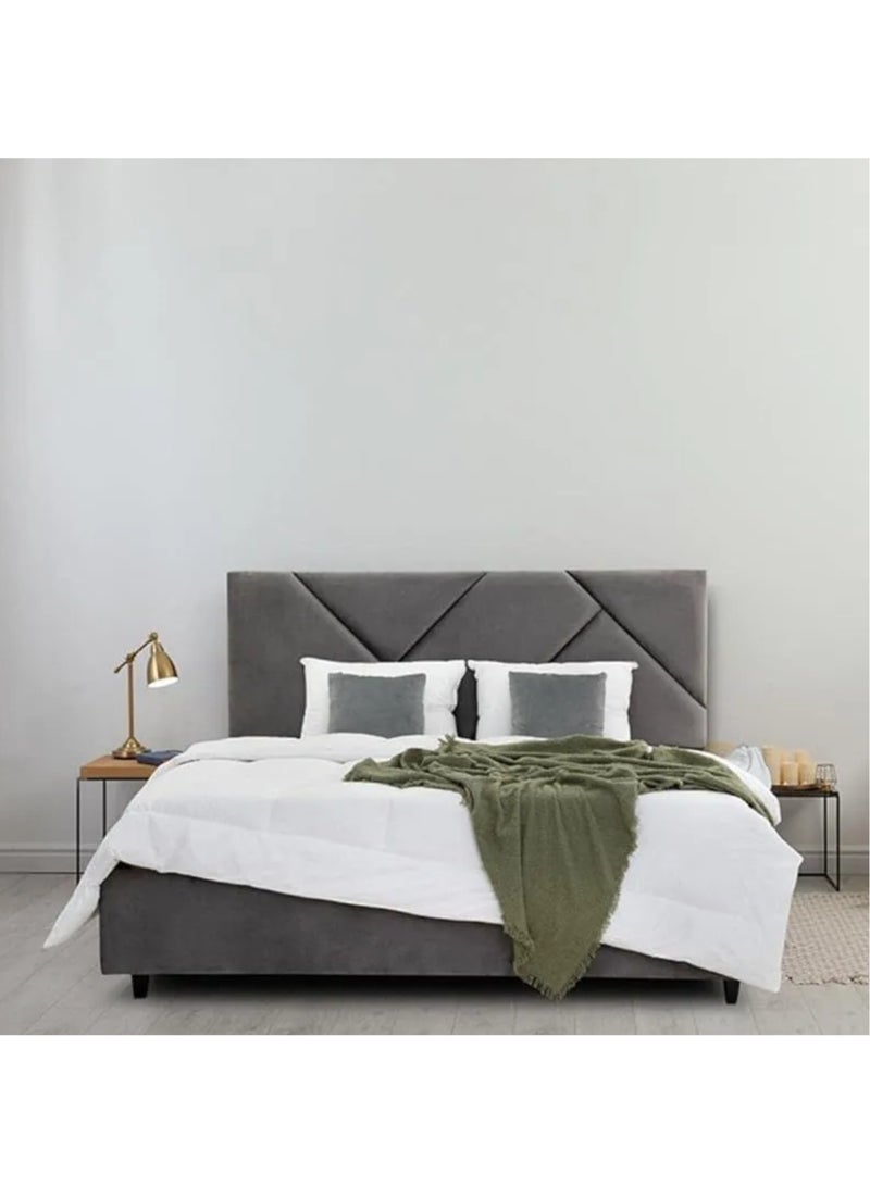 Karnak Galaxy Tufted Upholstered Velvet Platform Bed Modern Design Free Installation Double: 140 x 200cm, Grey - Image 1