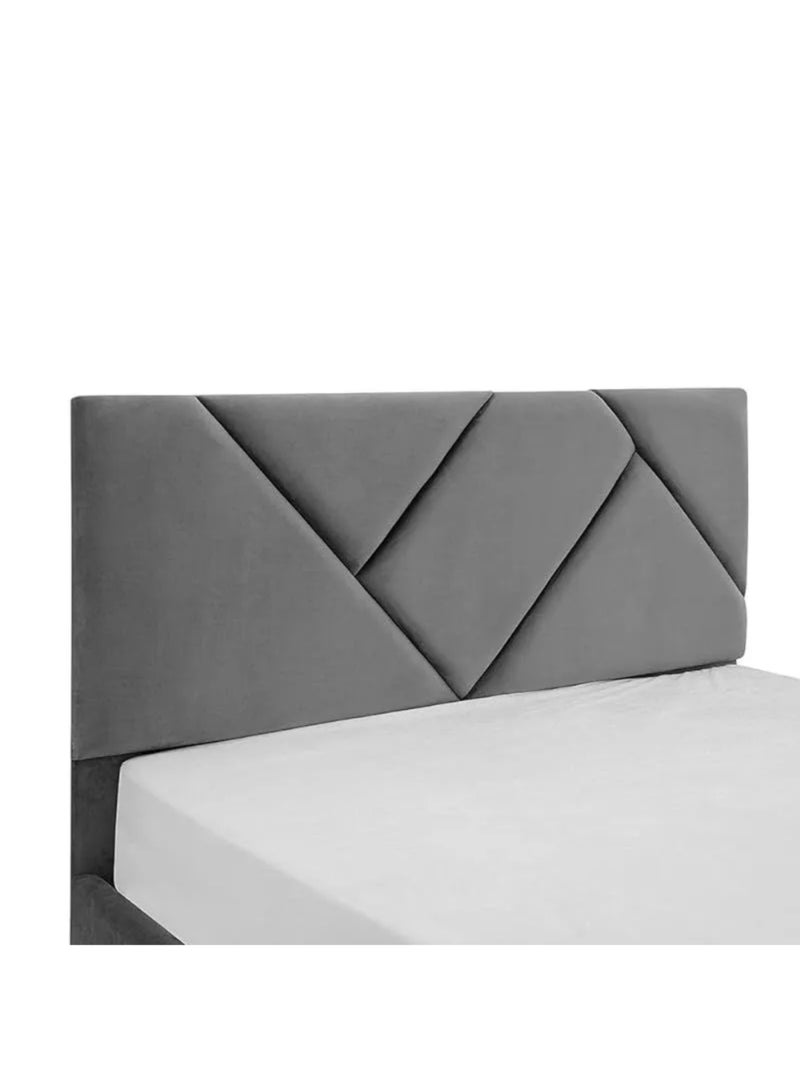 Karnak Galaxy Tufted Upholstered Velvet Platform Bed Modern Design Free Installation Double: 140 x 200cm, Grey - Image 2