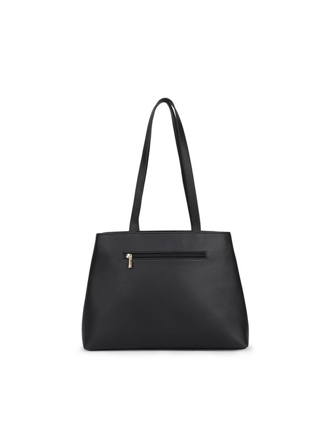 Fastrack Quilted Premium Pu Leather Tote Bag For Womens, Ladies And Girls | Classic And Stylish Tote Bag, Black - Image 4
