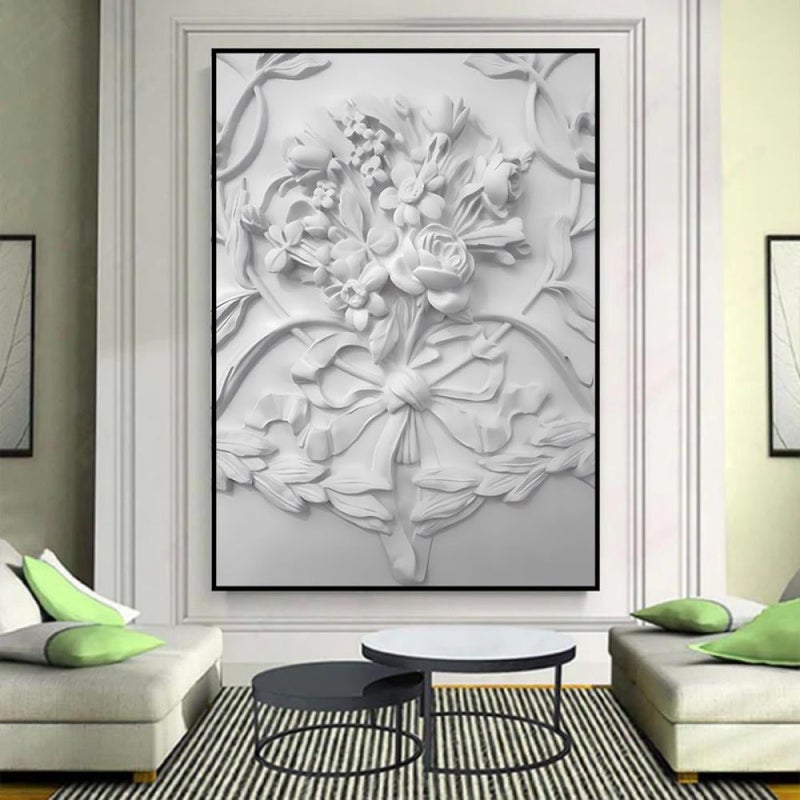 Marktna One piece printed canvas wall art in a plaster painting design with a hollow frame, measuring (40×60). - Image 1