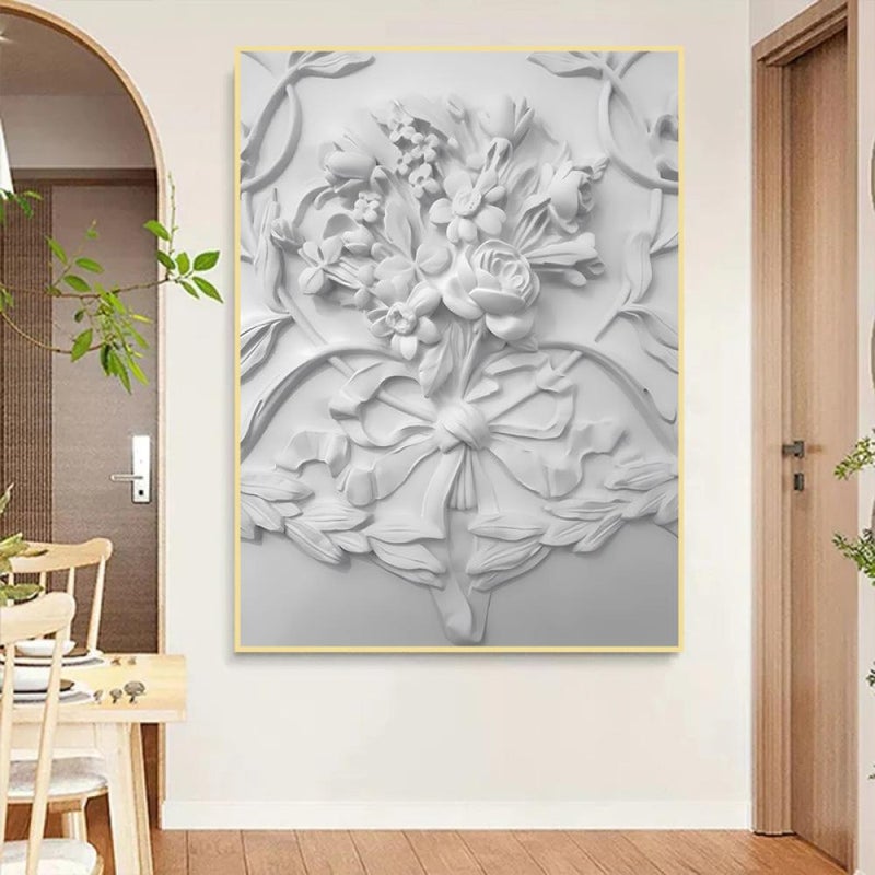 Marktna One piece printed canvas wall art in a plaster painting design with a hollow frame, measuring (40×60). - Image 3