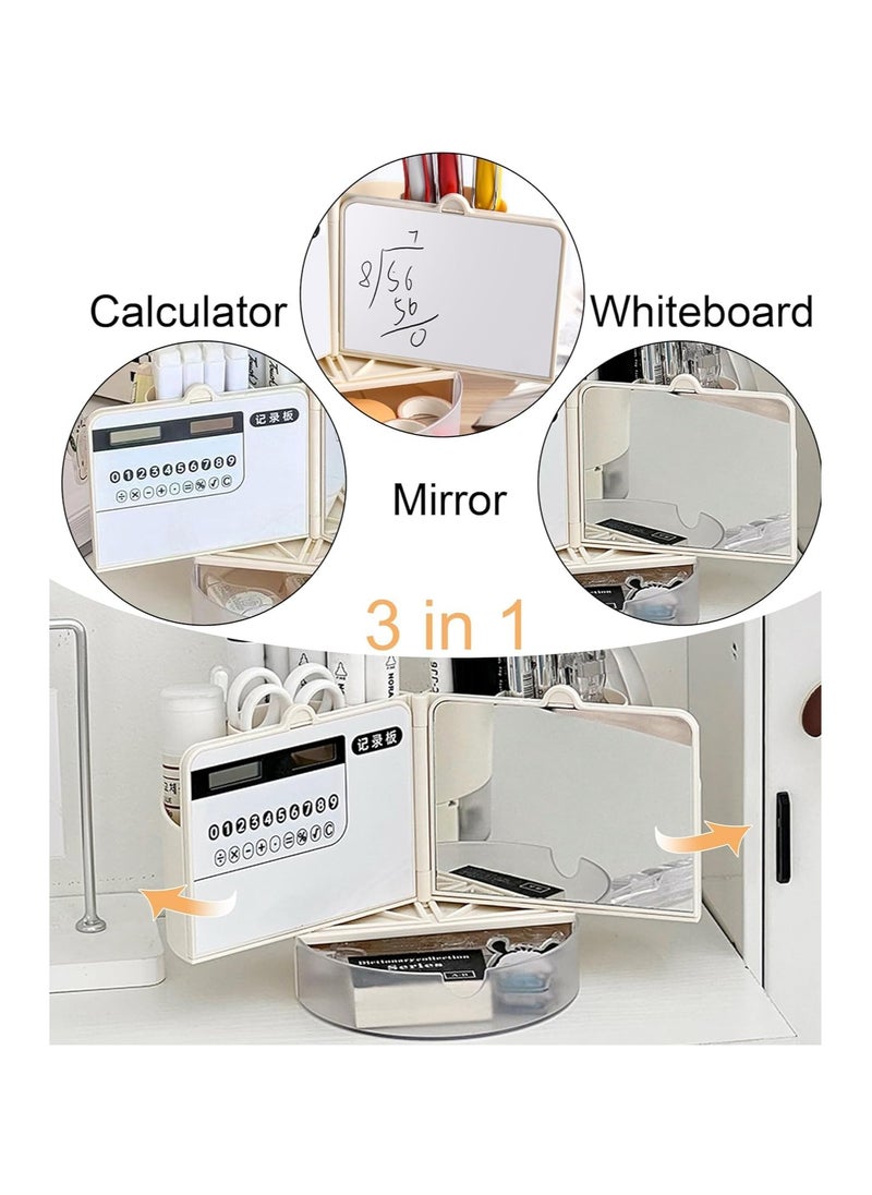 Generic Pencil Holder with Calculator, Whiteboard, Mirror, Schedule, 6 Slots Pencil Organizer for Desk, Desk Pencil Caddy for Home, Office, School, Desk Pencil Pen Holder, Stationery Supplies  - Image 4