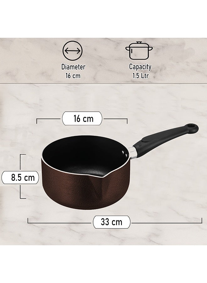 SONEX Non Stick Milk Pan with Pouring Spout – 16 cm (1.5 Ltr), Easy Pour Sauce & Tea Pan for Daily Cooking – PFOA-Free, Durable Hard Enamel, Burgundy - Image 4