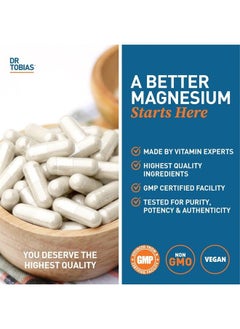Dr. Tobias Dr Tobias Magnesium Bisglycinate, High Absorption Magnesium Buffered Chelate Complex, 200 mg per Capsule, Supports Energy, Muscle, Bone & Joint Health, Non-GMO Magnesium Supplement, 120 Capsules  - Image 4