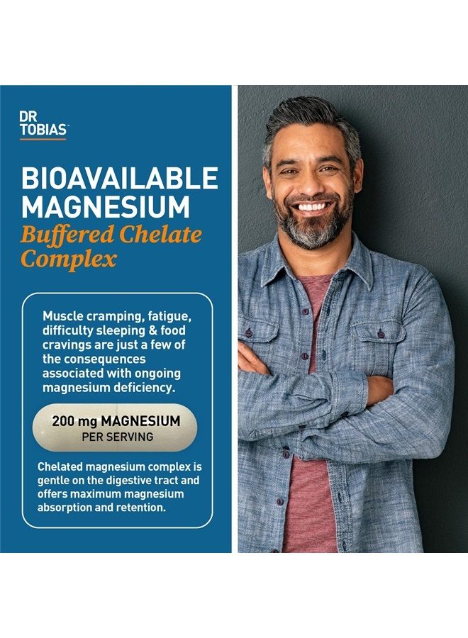 Dr. Tobias Dr Tobias Magnesium Bisglycinate, High Absorption Magnesium Buffered Chelate Complex, 200 mg per Capsule, Supports Energy, Muscle, Bone & Joint Health, Non-GMO Magnesium Supplement, 120 Capsules - Image 2