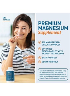Dr. Tobias Dr Tobias Magnesium Bisglycinate, High Absorption Magnesium Buffered Chelate Complex, 200 mg per Capsule, Supports Energy, Muscle, Bone & Joint Health, Non-GMO Magnesium Supplement, 120 Capsules  - Image 3