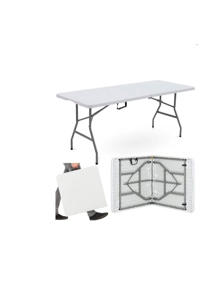 إيباسكت ترابيزة بلاستيك خفيفة الوزن قابلة للطي لسهولة التخزين عند عمم الاستخدام بطول بمقاس(150*72*75سم) ترابيزة متينة وقابلة للحمل في الأماكن الخارجية والداخلية(لو ن ابيض) - Image 2