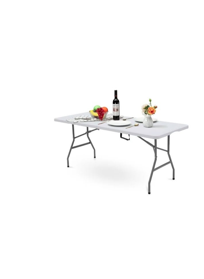 إيباسكت ترابيزة بلاستيك خفيفة الوزن قابلة للطي لسهولة التخزين عند عمم الاستخدام بطول بمقاس(150*72*75سم) ترابيزة متينة وقابلة للحمل في الأماكن الخارجية والداخلية(لو ن ابيض) - Image 3