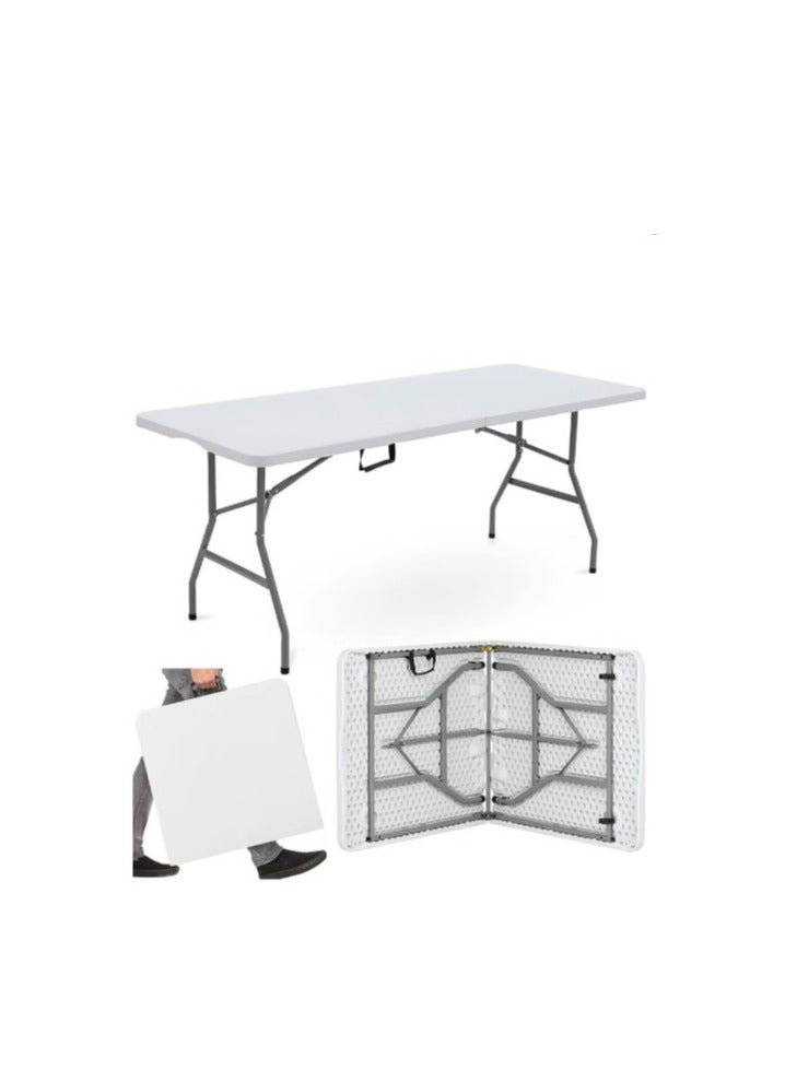 إيباسكت ترابيزة بلاستيك خفيفة الوزن قابلة للطي لسهولة التخزين عند عمم الاستخدام بطول بمقاس(150*72*75سم) ترابيزة متينة وقابلة للحمل في الأماكن الخارجية والداخلية(لو ن ابيض) - Image 1