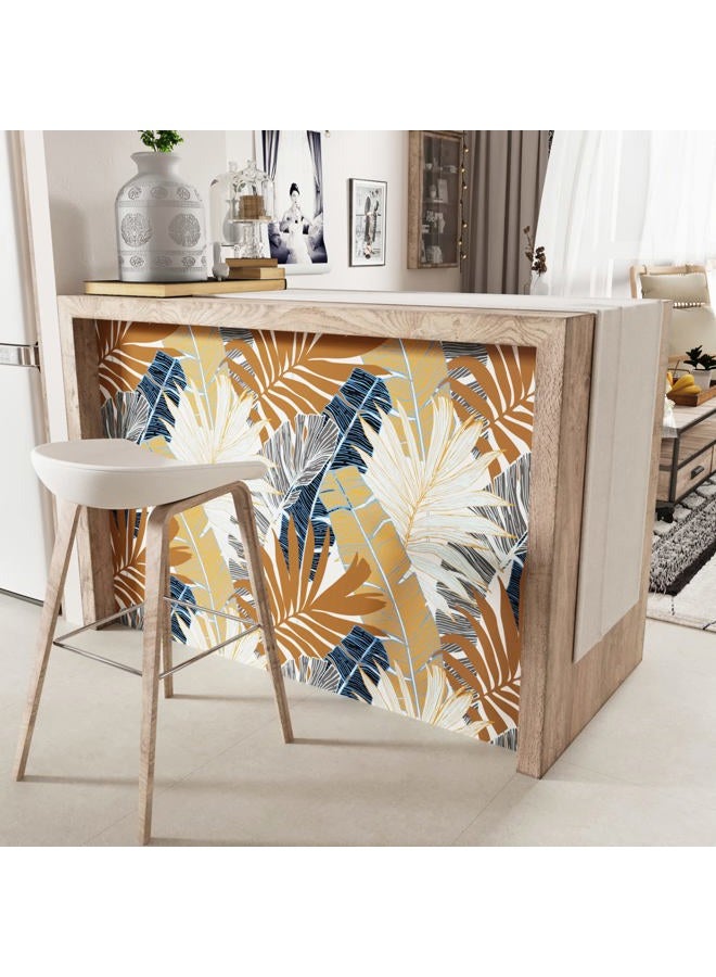 Wallercity Tropical Botanical Leaf Wallpaper Brown Plant Floral Wallpapers for Living Room Bedroom Peel and Stick Wallpaper 17.5" x78.7" Blue Gray Leaves Contact Paper Self Adhesive Vinyl Wallpaper - Image 5