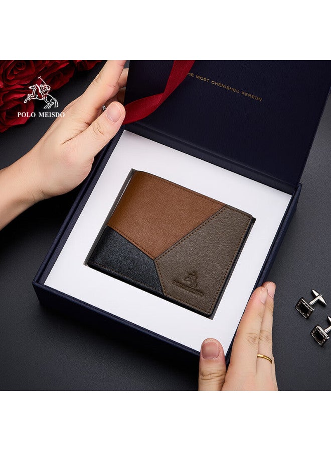 Polomeisdo Men's Wallet, Short Style Billfold Gift Box, Sold By Jd, New Year Gift For Boyfriend, Husband, Father, Practical Present - Image 2