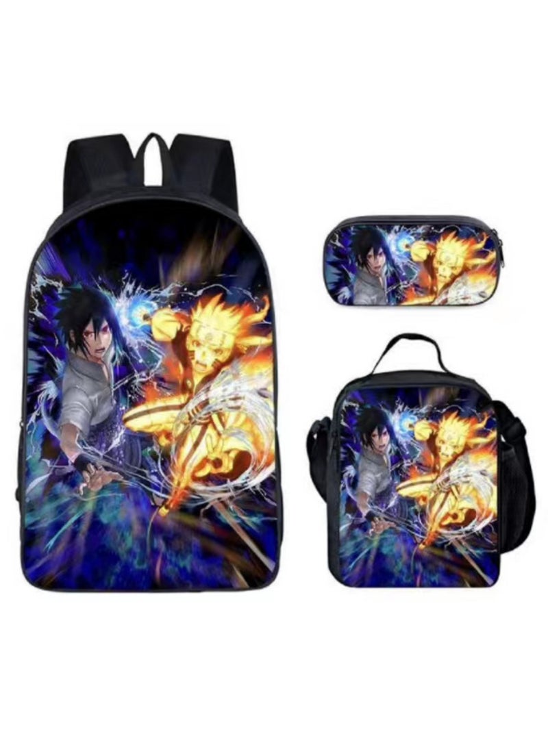 Naruto Cartoon Anime Student Backpack Three-Piece Set 29*42*16cm