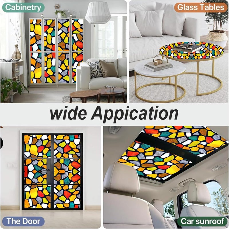 WALLTON Self Adhesive Window Film Vinyl Frosted Privacy Glass Film for Window Glass Decorative Window Sticker Wallpaper Sheet for Glass Door, Bathroom, Home, Window.(Shinny Stone, 24x192 Inch) - Image 4